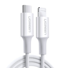 Káblový drôt pre iPhone MFI USB-C - Lightning 20W 3A 1M Biela