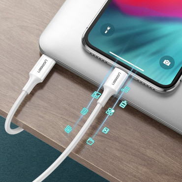 Kaapelijohto iPhone MFI USB-C - Lightning 20W 3A 1m Valkoinen
