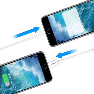 Kabel tråd för iPhone USB - Lightning MFI 1m 2.4a vit
