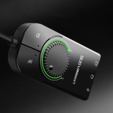 Externt ljudkort USB-adapter - 3,5 mm Mini Jack med volymjusterbar 15cm svart