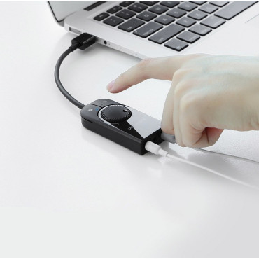 Externe Soundkarte USB-Adapter - 3,5 mm Mini-Buchse mit Volumen einstellbar 15cm schwarz