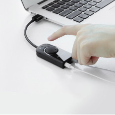 Externt ljudkort USB-adapter - 3,5 mm Mini Jack med volymjusterbar 15cm svart