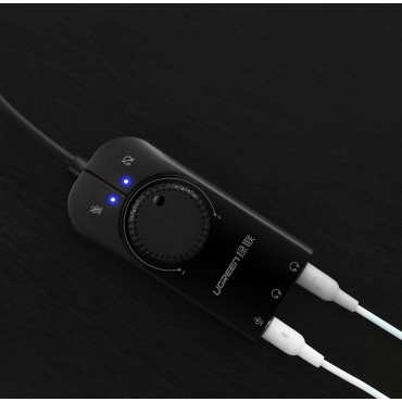 Externe Soundkarte USB-Adapter - 3,5 mm Mini-Buchse mit Volumen einstellbar 15cm schwarz