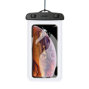 Waterdichte telefoontas met een leiband IPX8 tot 30 m zwart