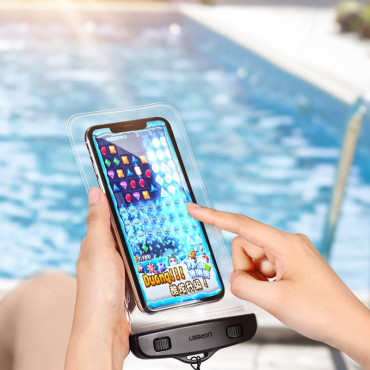 Waterproof phone bag with a leash IPX8 up to 30m black