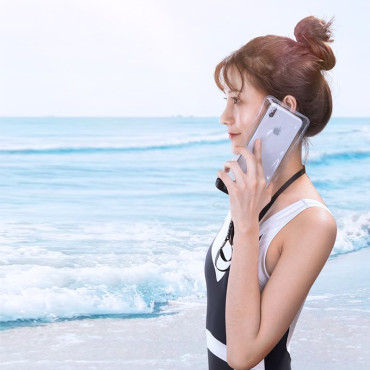 Waterproof phone bag with a leash IPX8 up to 30m black