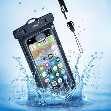 Waterproof phone bag with a leash IPX8 up to 30m black