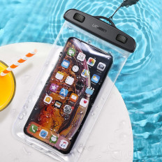 Waterproof phone bag with a leash IPX8 up to 30m black