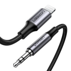 Cabo AUX AUDIO para iPhone MFI Relâmpago - 3,5 mmmini jack 1m cinza