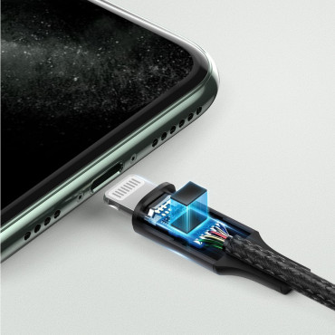 AUX-ljudkabel för iPhone MFI Lightning - 3,5 mmmini Jack 1m Grå