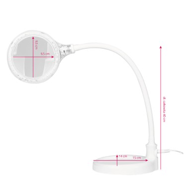 Lampe Loupe Elegant 2014-2r 30 LED SMD 5D avec pied et pince de bureau — vue latérale