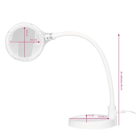 Elegant 2014-2r 30 LED lup lampe SMD 5D med stativ og clips til bord — fra siden