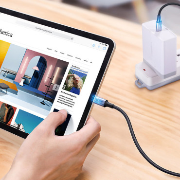 Kabeļu USB-C elektroenerģijas padeve 100W Quick Charge FCP 5A 3M Grey