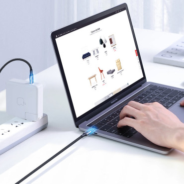 Kabeļu USB-C elektroenerģijas padeve 100W Quick Charge FCP 5A 3M Grey