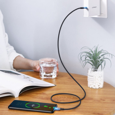 Kabeļu USB-C elektroenerģijas padeve 100W Quick Charge FCP 5A 3M Grey