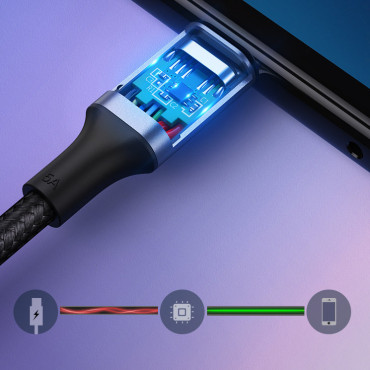 Kabeļu USB-C elektroenerģijas padeve 100W Quick Charge FCP 5A 3M Grey