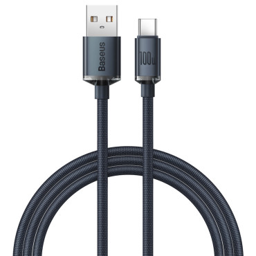 Καλώδιο καλωδίου USB - USB-C για γρήγορη φόρτιση και μεταφορά δεδομένων 100W 1.2m μαύρο
