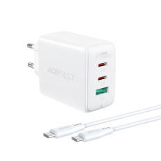 2in1 Caricabatterie di rete 2x USB-C USB 65W + USB-C Cable White
