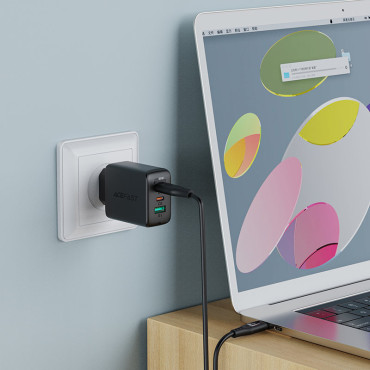 2in1 carregador de rede 2x USB-C USB 65W + cabo USB-C branco