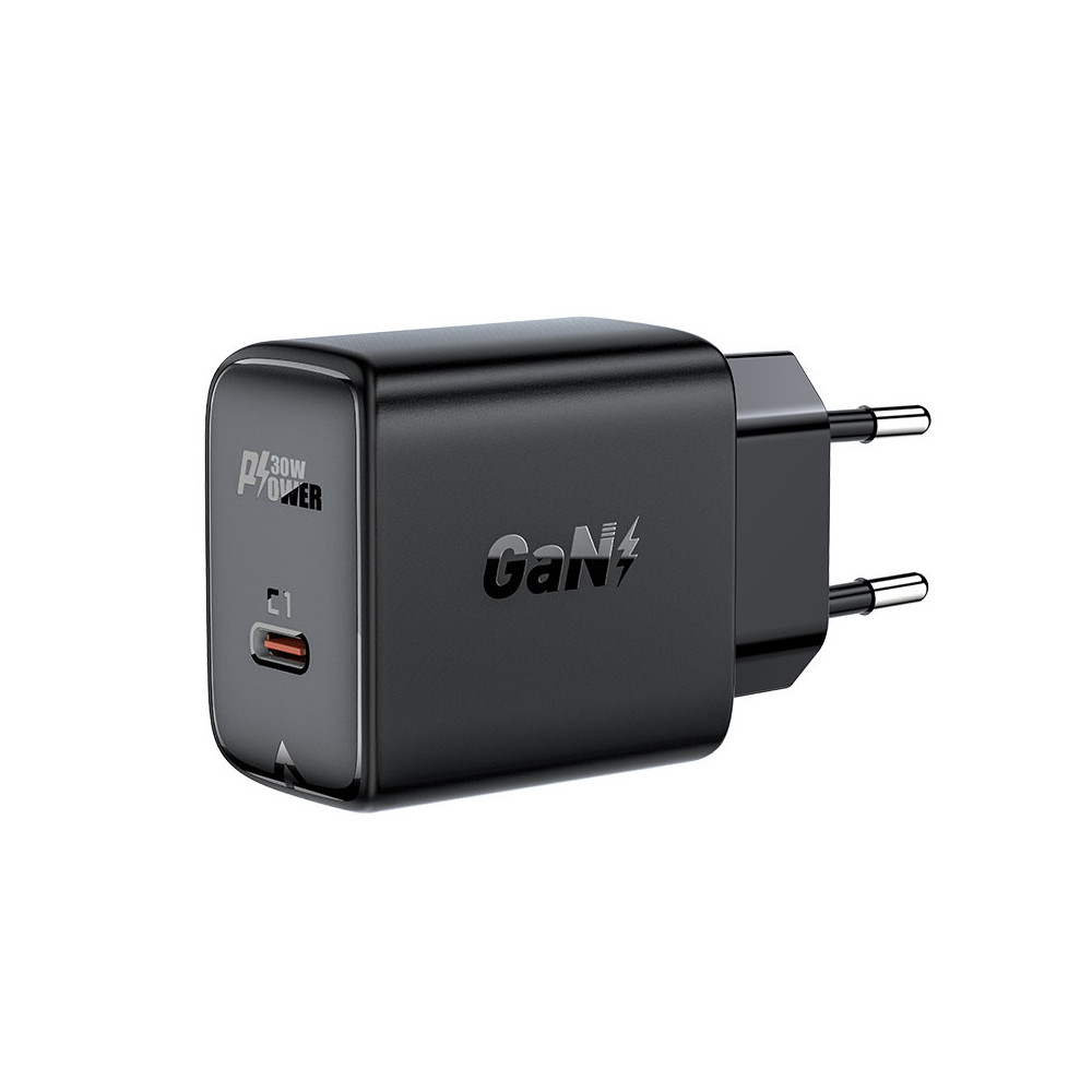 Carregador de rede USB-C 30W PD QC 3.0 AFC FCP Preto