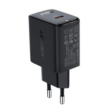 Carregador de rede USB-C 30W PD QC 3.0 AFC FCP Preto