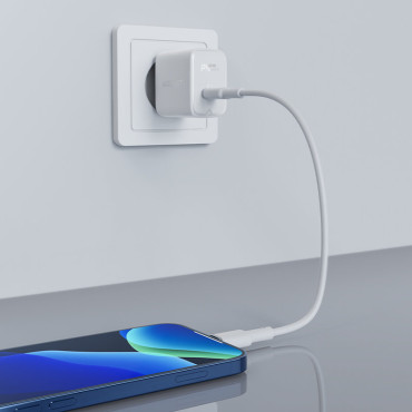 Carregador de rede USB-C 30W PD QC 3.0 AFC FCP Preto