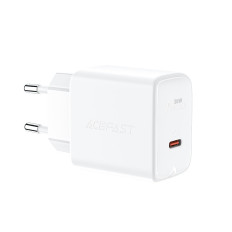 Omrežni nakladalnik GAN USB-C 30W PD QC 3.0 AFC FCP White