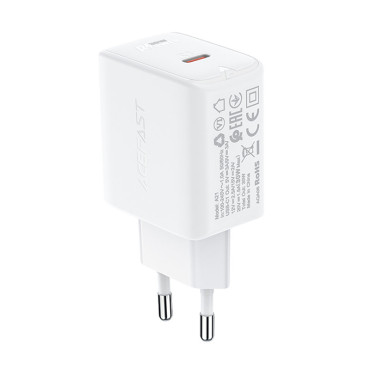 Carregador de rede GAN USB-C 30W PD QC 3.0 AFC FCP Branco