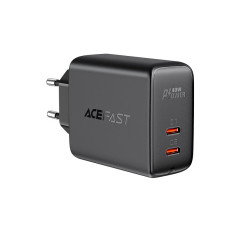 Omrežni polnilnik 2x USB-C 40W PPS PD QC 3.0 AFC FCP Black