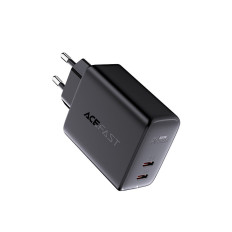 Network Charger 2x USB-C 40W PPS PD QC 3.0 AFC FCP Sort