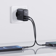 Omrežni polnilnik 2x USB-C 40W PPS PD QC 3.0 AFC FCP Black