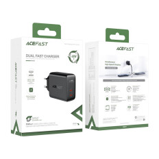 Omrežni polnilnik 2x USB-C 40W PPS PD QC 3.0 AFC FCP Black