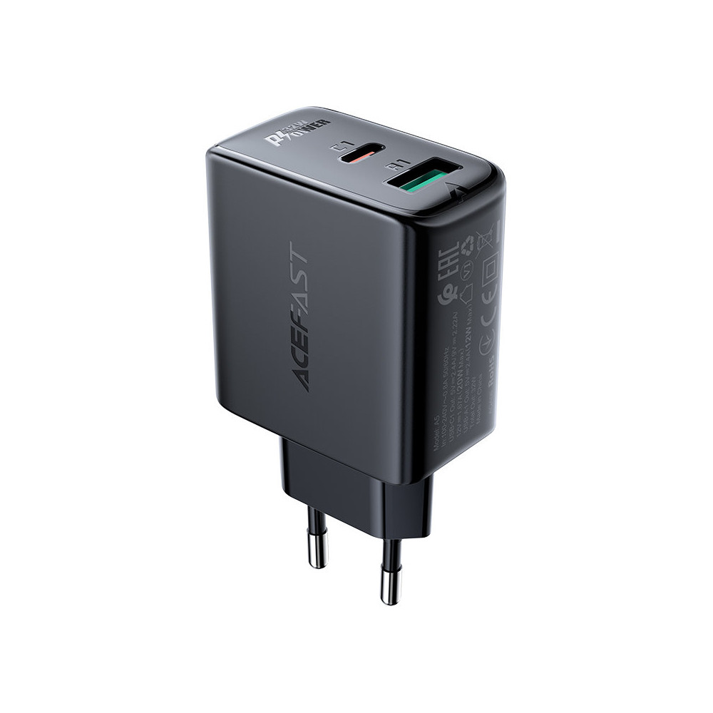 USB C USB įrenginio įkroviklis 32W PPS PD QC 3.0 AFC FCP juoda