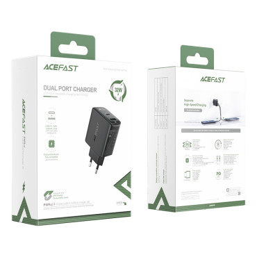 Carregador de dispositivo USB-C USB 32W PPS PD QC 3.0 AFC FCP Preto