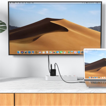 2in1 Omrežni polnilnik z USB-C kablom + adapterjem USB-C - HDMI 4K črna