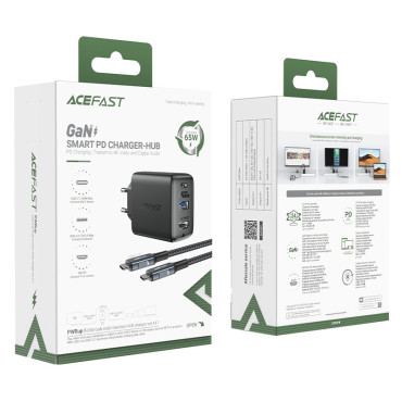 2in1 Omrežni polnilnik z USB-C kablom + adapterjem USB-C - HDMI 4K črna