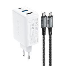 2in1 Network oplader med USB-C-kabel + adapteradapter USB-C - HDMI 4K White