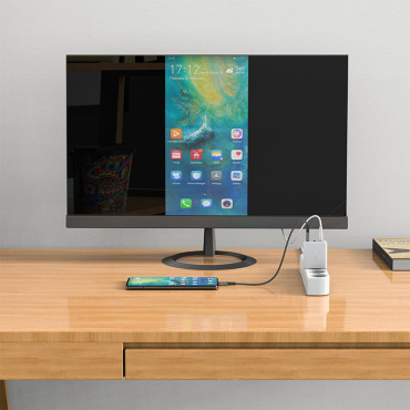 2In1 Nätverksladdare med USB-C-kabel + Adapteradapter USB-C - HDMI 4K Vit
