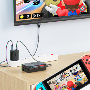 2in1 omrežni polnilnik z USB-C kabla + adapter adapter USB-C - HDMI 4K bela