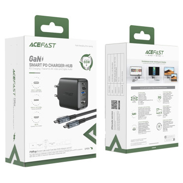 2In1 Nätverksladdare med USB-C-kabel + Adapteradapter USB-C - HDMI 4K Vit