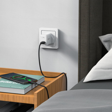 English Network Charger GAN USB-C 30W Q3 3.0 AFC FCP UK Vtič bele