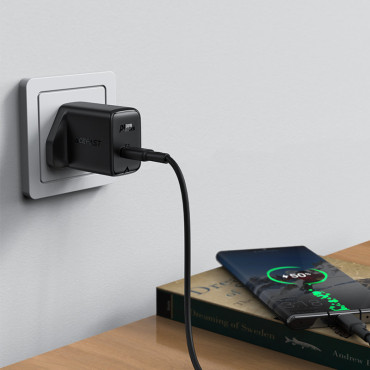 English Network Charger GAN USB-C 30W Q3 3.0 AFC FCP UK Vtič bele
