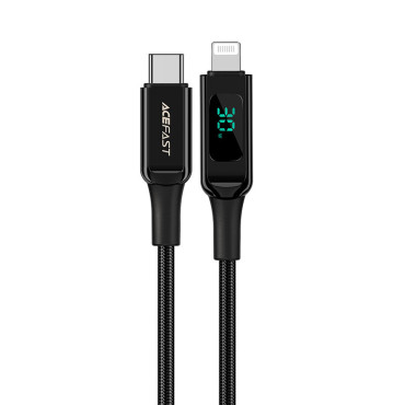 Kabeltråd i en LED-skjerm for iPhone MFI USB-C - Lightning 1.2m 30w 3a svart