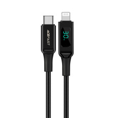 Kabel tråd i en LED-skärm för iPhone MFI USB-C - Lightning 1.2m 30W 3a svart