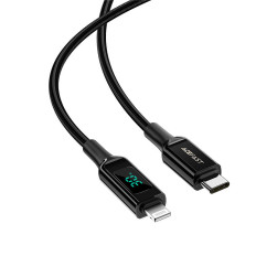 Kabeltråd i en LED-skjerm for iPhone MFI USB-C - Lightning 1.2m 30w 3a svart