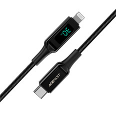 Kabel tråd i en LED-skärm för iPhone MFI USB-C - Lightning 1.2m 30W 3a svart