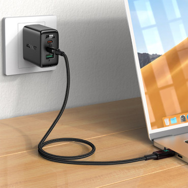 Kabel tråd i en LED-skärm för iPhone MFI USB-C - Lightning 1.2m 30W 3a svart