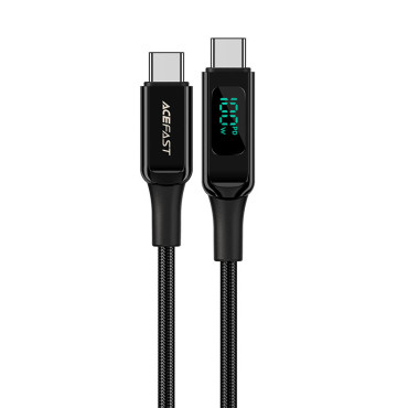 Kabeļu vadu stieple ar LED ekrānu USB-C 100W 20V 5A 2m melns