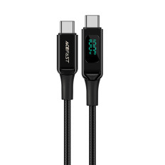 Kabeļu vadu stieple ar LED ekrānu USB-C 100W 20V 5A 2m melns