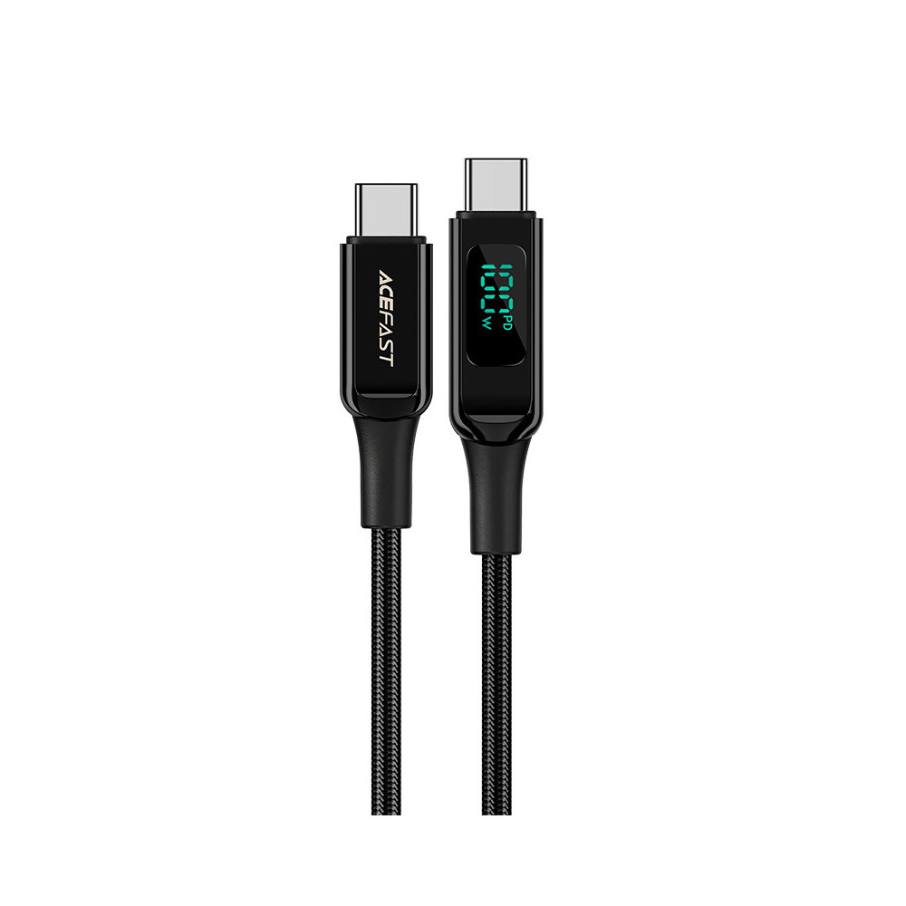 Kabel trådtråd med LED-skärm USB-C 100W 20V 5A 2M Svart